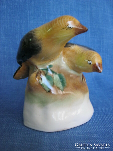 Bodrogkeresztúr ceramic bird pair of yellowbirds