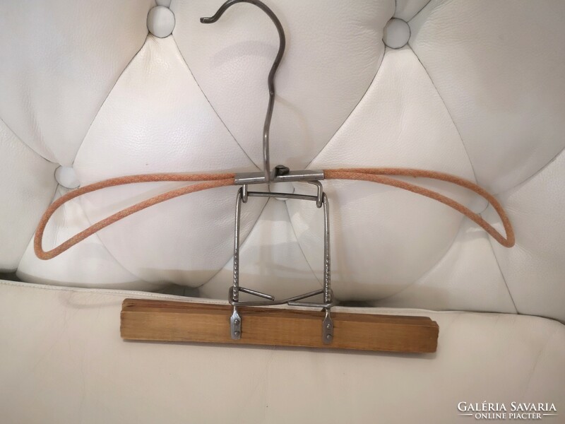 Antique walnut-hammered metal hanger with trouser hanger, shabby chic, vintage, fabric cover 37 x 25 cm