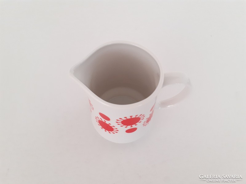 Retro Alföldi porcelán piros mintás kis kiöntő kancsó 9 cm