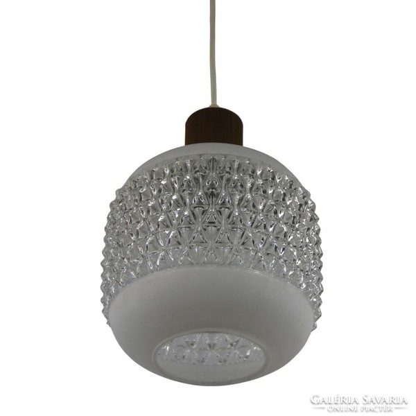 Pair of large retro ceiling lamps combined with geometric glass
