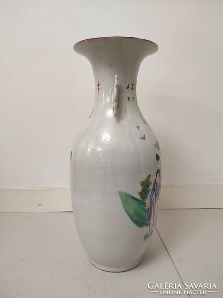 Antique Chinese porcelain large painted vase with life scene inscription 665 5647