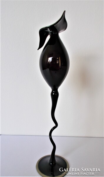 Erwin eisch artistic, rosebud-shaped, graceful, single-strand art glass vase in art nouveau style