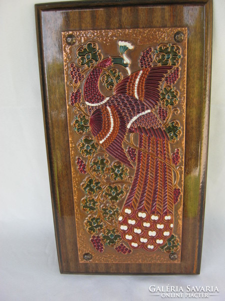 Copper picture wall decoration painted peacock