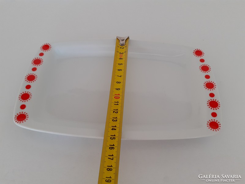 Retro Alföldi porcelán centrum varia piros mintás kis tálca kínáló