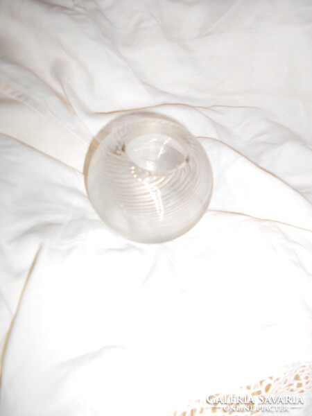 Antique glass vase with ribbed outer wall - spherical shape, dense ribs