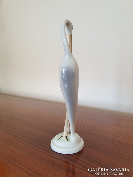 Régi retro Hollóházi porcelán kócsag art deco madár szobor 20 cm