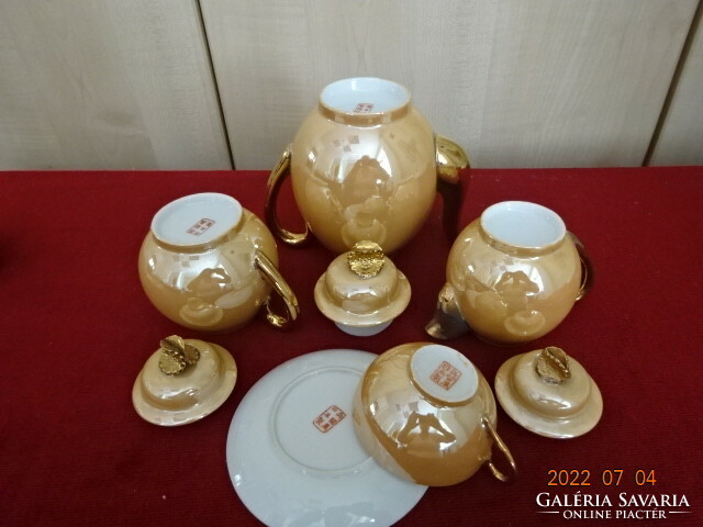Japanese porcelain golden brown coffee set, for four. He has! Jokai.