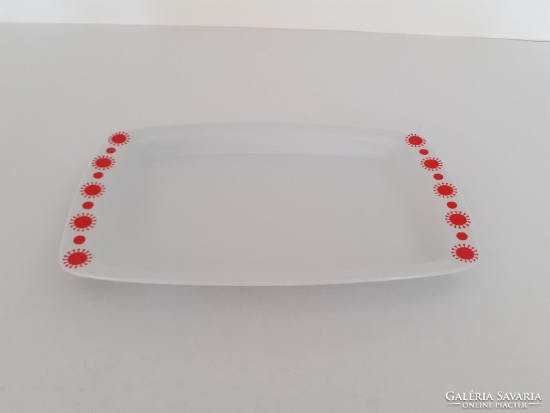 Retro Alföldi porcelán piros mintás kis tálca kínáló
