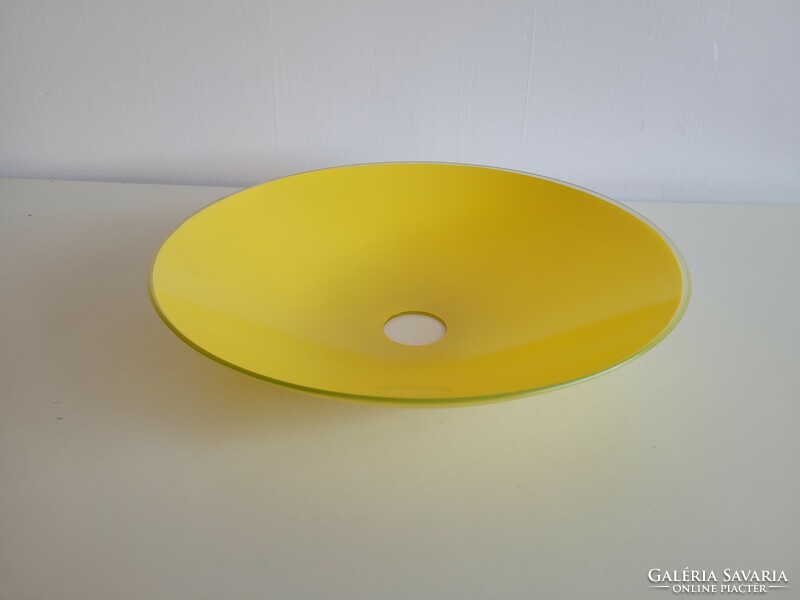 Old retro ceiling lamp chandelier yellow glass lampshade mid century