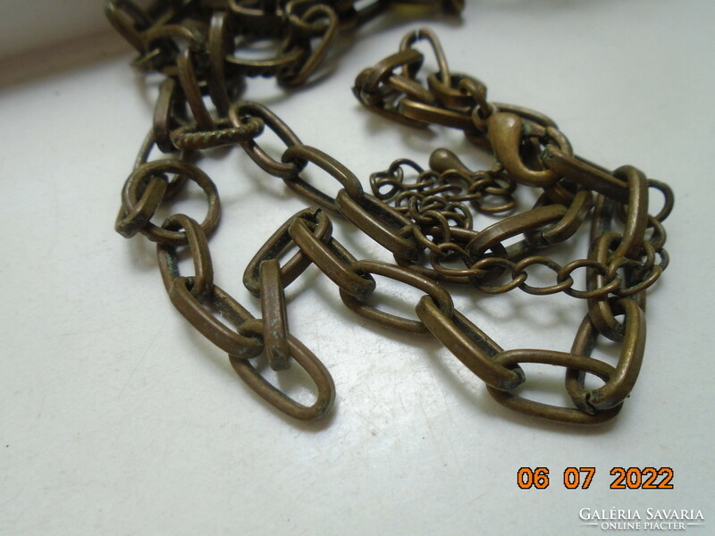 Antique bronze pendant with polished stones and bronze chain