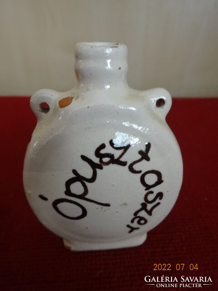 Hungarian glazed ceramic water bottle, hand painted. With the inscription Ópusztazer. He has! Jokai.