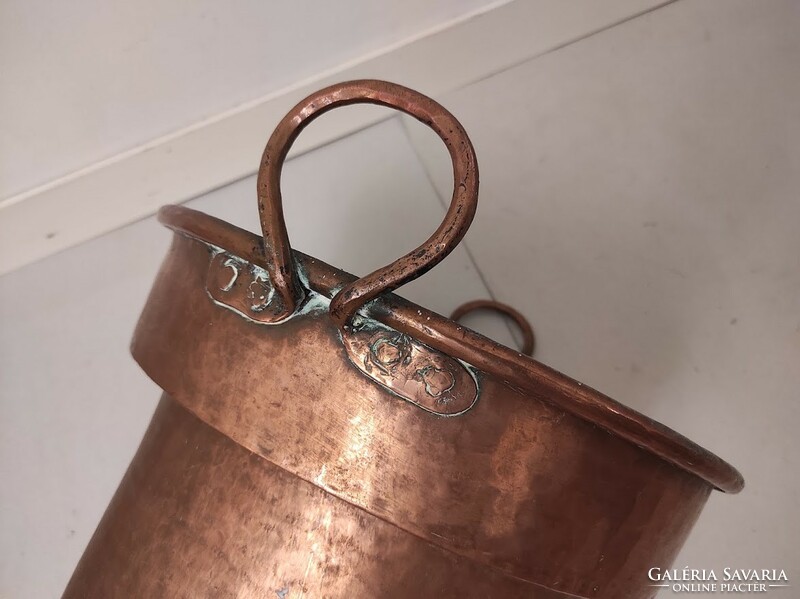 Antique kitchen cauldron red copper decorative hood inside tinned 660 5706