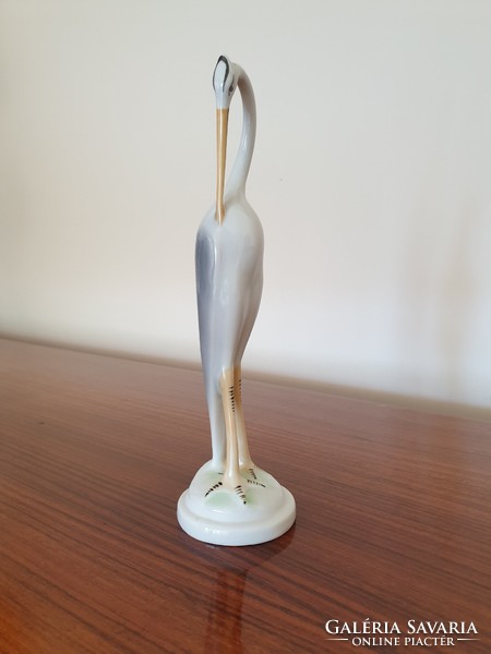Régi retro Hollóházi porcelán kócsag art deco madár szobor 20 cm
