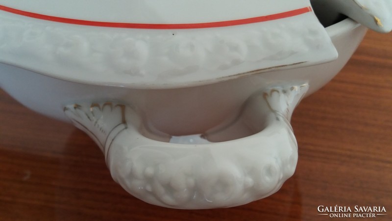 Old Zsolnay porcelain white soup bowl with shield seal éva series