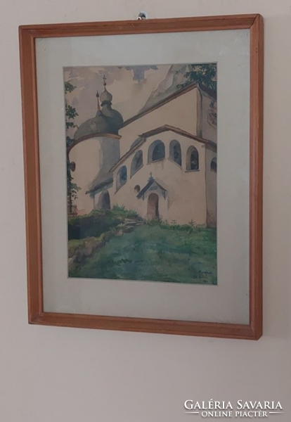 (K) signed watercolor painting from 1930 with a 40x50 cm frame