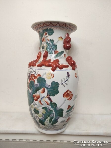 Antik kínai porcelán nagy festett tavirózsás növény motívumos váza 841 5634
