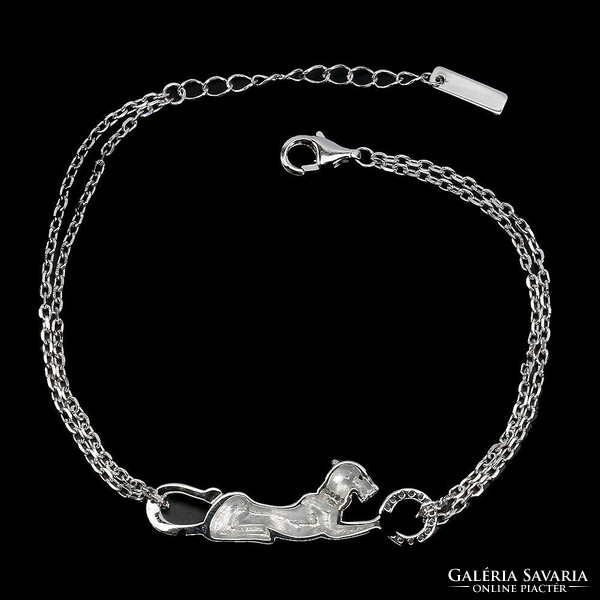 925 sterling silver tiger bracelet coated with zirconia 14 carat white gold