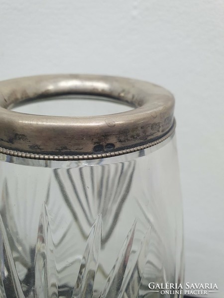 Crystal vase with silver rim 27 cm - 50024