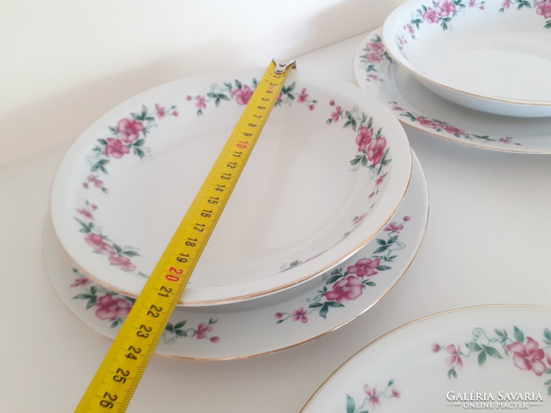 Retro Alföldi porcelán virágos tányér 7 db