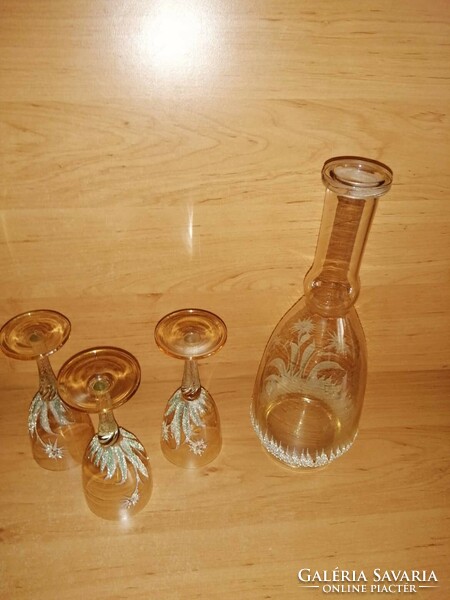 Retro glass drink set, bottle with 3 glasses (0-1)