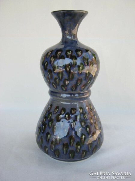 Retro ...  lila mázas kerámia érdekes alakú váza nagy méretű 25 cm