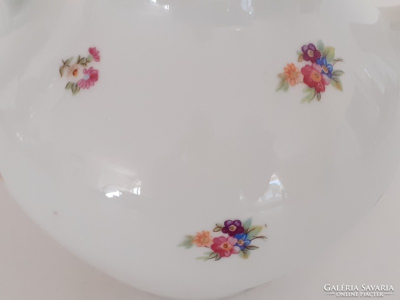 Régi Hollóházi porcelán teás kanna virágos kiöntő