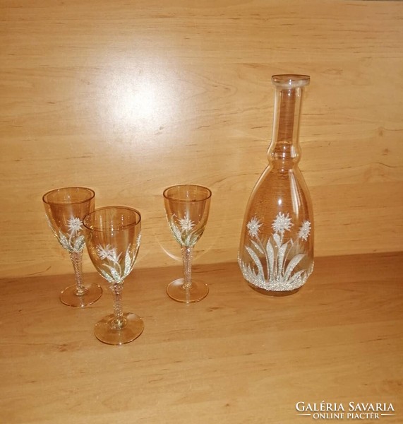 Retro glass drink set, bottle with 3 glasses (0-1)