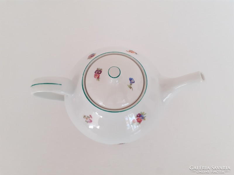 Old Hólloháza porcelain teapot with floral spout