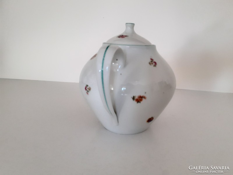 Old Hólloháza porcelain teapot with floral spout