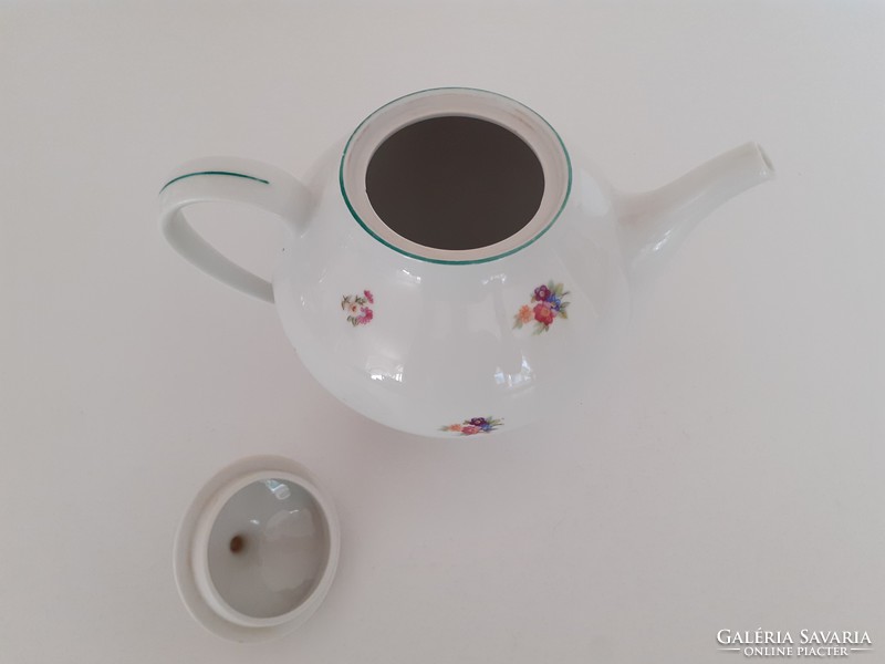 Old Hólloháza porcelain teapot with floral spout