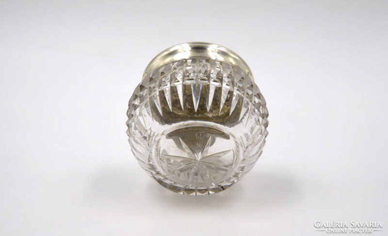 Art Nouveau bonbonier with silver lid, small, polished glass jar. (1900-1939)