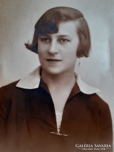 Régi női fotó vintage fénykép Ábrahám I. Miskolcz műtermi kép