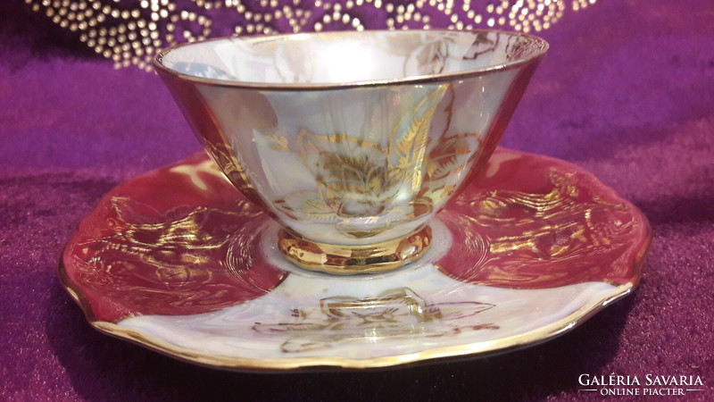 Porcelán kávés csésze tányérral gyűjteménybe 1. (L2472)