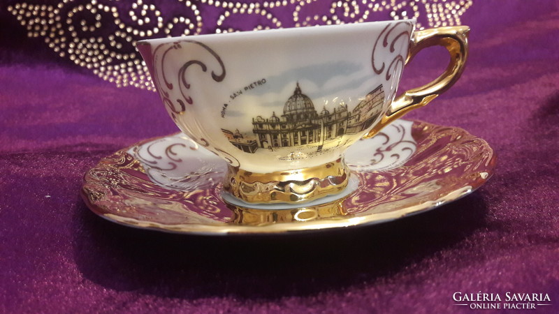 Porcelán kávés csésze tányérral gyűjteménybe 2. (L2473)