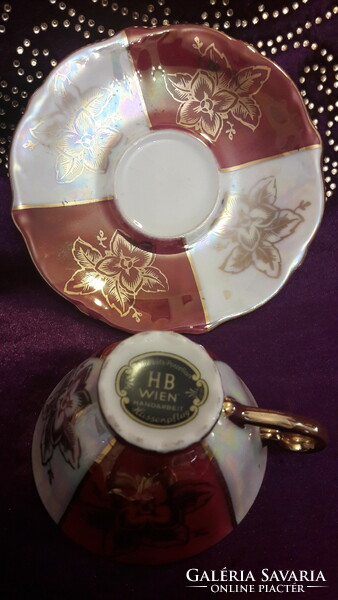 Porcelán kávés csésze tányérral gyűjteménybe 1. (L2472)