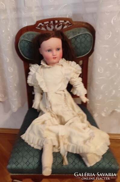 Branded schoneau & hoffmeister porcelain biscuit doll with antique porcelain head