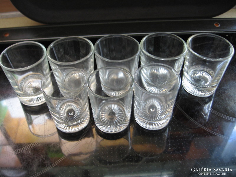 Retro Salgótárján radial-bottom brandy and liqueur glasses 5+3 pcs