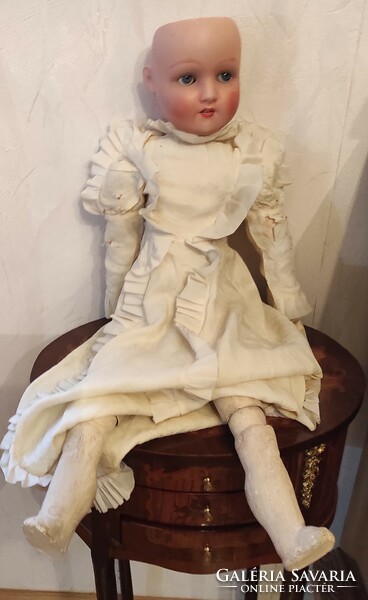 Branded schoneau & hoffmeister porcelain biscuit doll with antique porcelain head