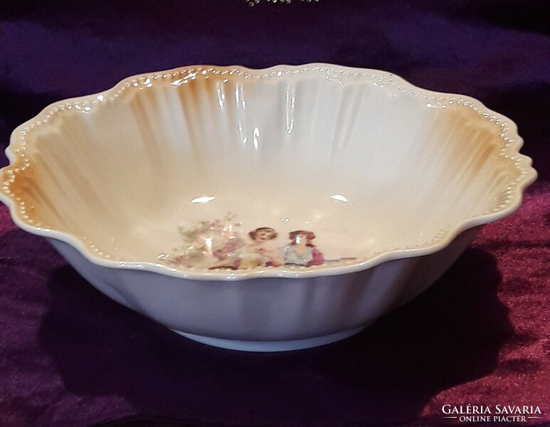 Antique viable deep porcelain serving bowl (l2447)