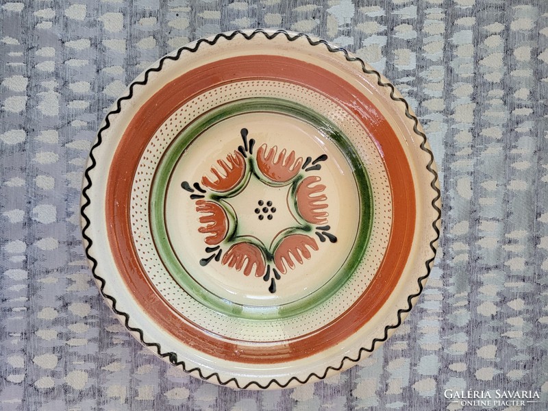 Glossy glazed marked ceramic decorative plate