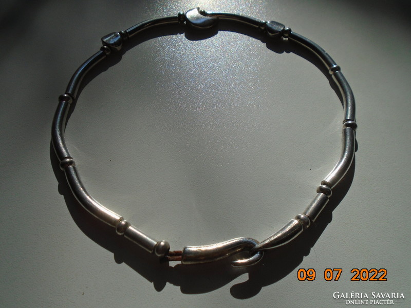 Tribal unique silver plated collar with blue crescent