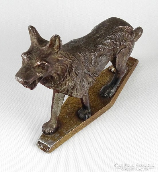 1J288 old German shepherd metal cast statue 20 x 29 cm