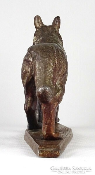 1J288 old German shepherd metal cast statue 20 x 29 cm