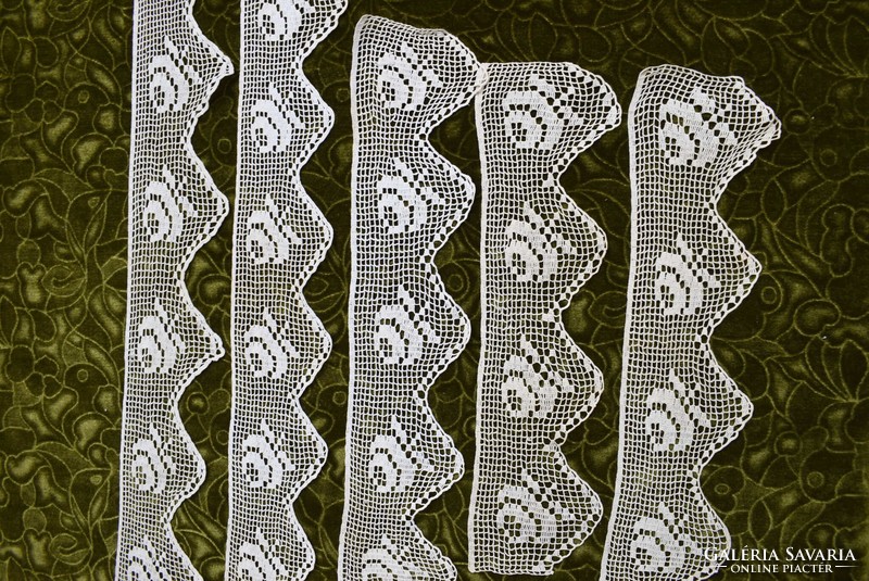 Crochet lace shelf decoration, drapery curtain tablecloth lace strip ribbon 5 pcs. Pink 10x40cm - 10x108cm