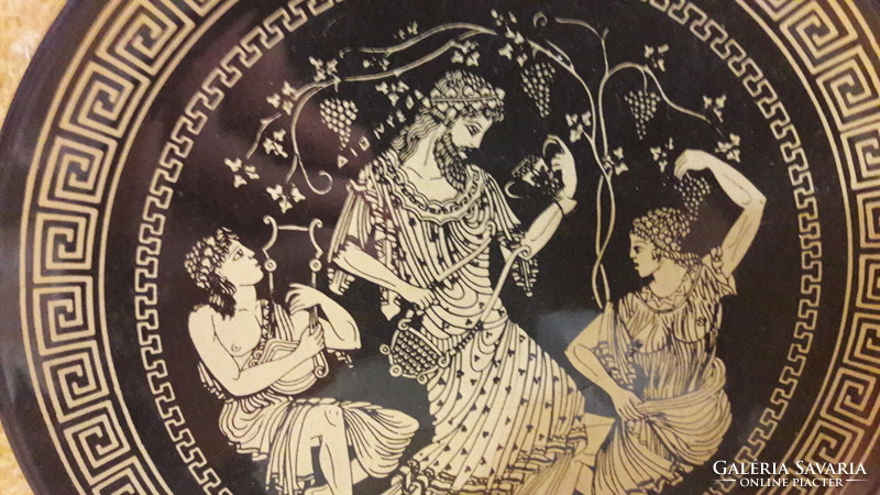 Dionüszosz tányér, mitológiai jelenetes kerámia falitányér (M2628)