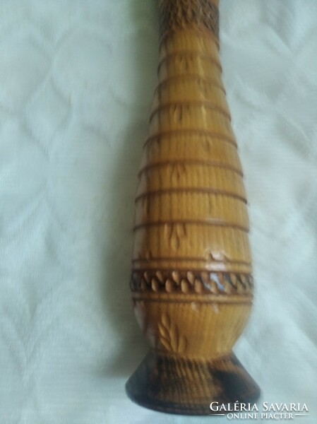Wooden carved vase 24 cm