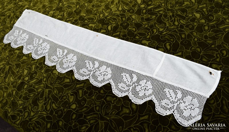 Crochet lace shelf decoration, drapery curtain tablecloth lace strip ribbon 92 x 11 cm + carrier material