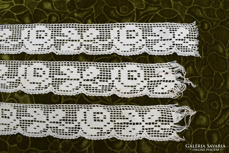 Klöpli lace shelf decoration, drapery curtain tablecloth lace strip ribbon 3 pcs. X 70 x 5.5cm rose pattern