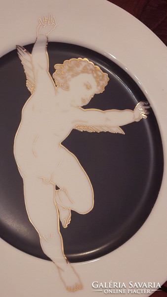 Puttós porcelán tányér, angyalkás tányér (M2467)
