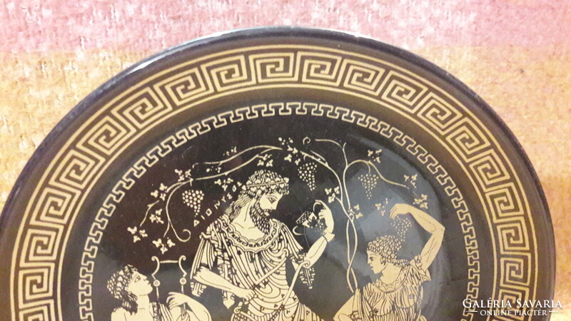 Dionüszosz tányér, mitológiai jelenetes kerámia falitányér (M2628)